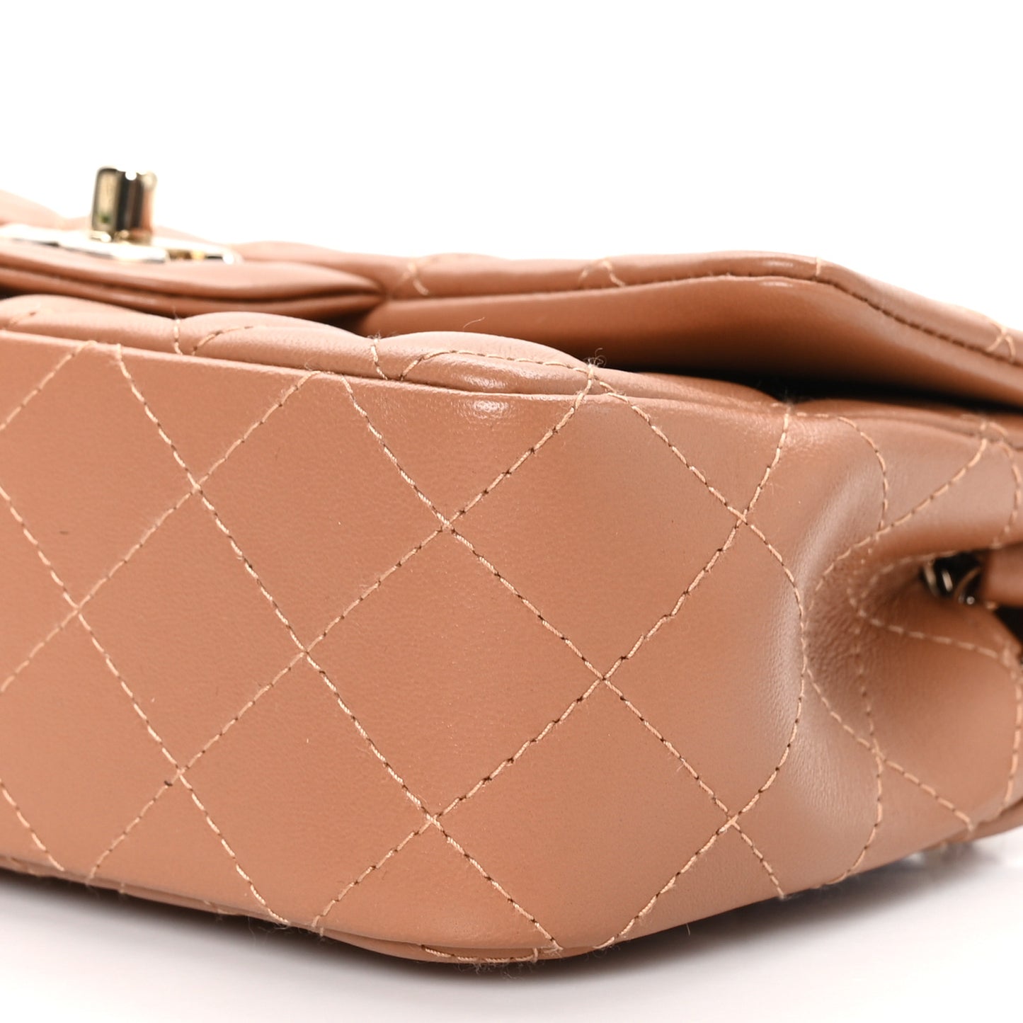 Lambskin Quilted Mini Rectangular Flap Brown