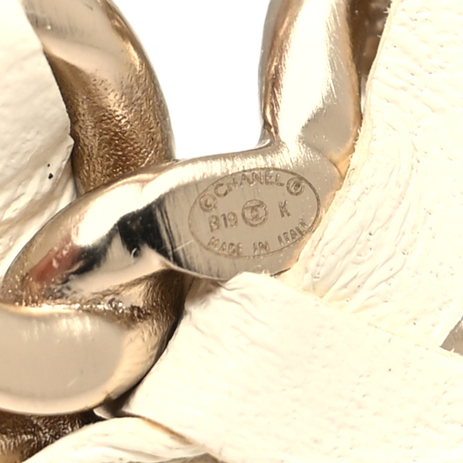 Chanel Lambskin Pearl Chain CC Brooch Gold White 4 of 4
