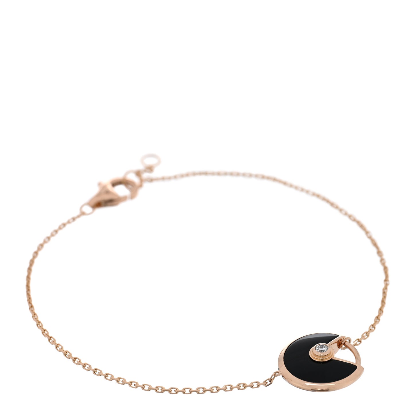 18K Pink Gold Diamond Black Onyx Amulette de Cartier Bracelet