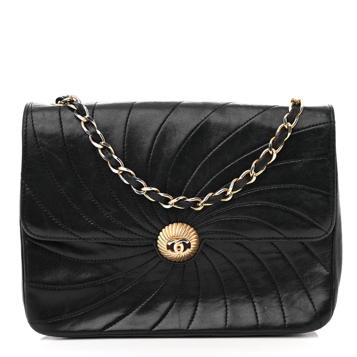 Chanel Lambskin Stitched Single Flap Black 1 of 16