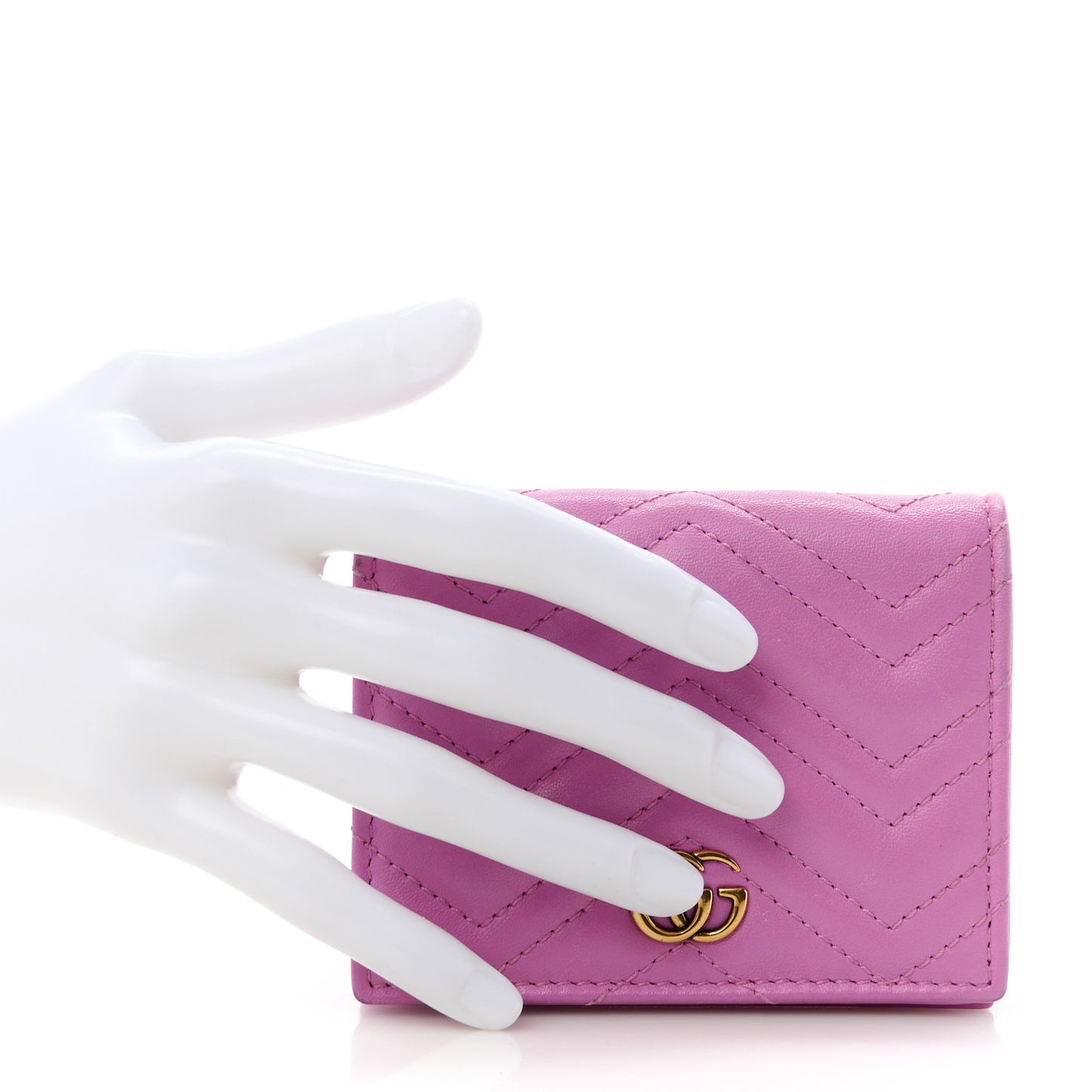 Calfskin Matelasse GG Marmont Card Case Candy Mousse