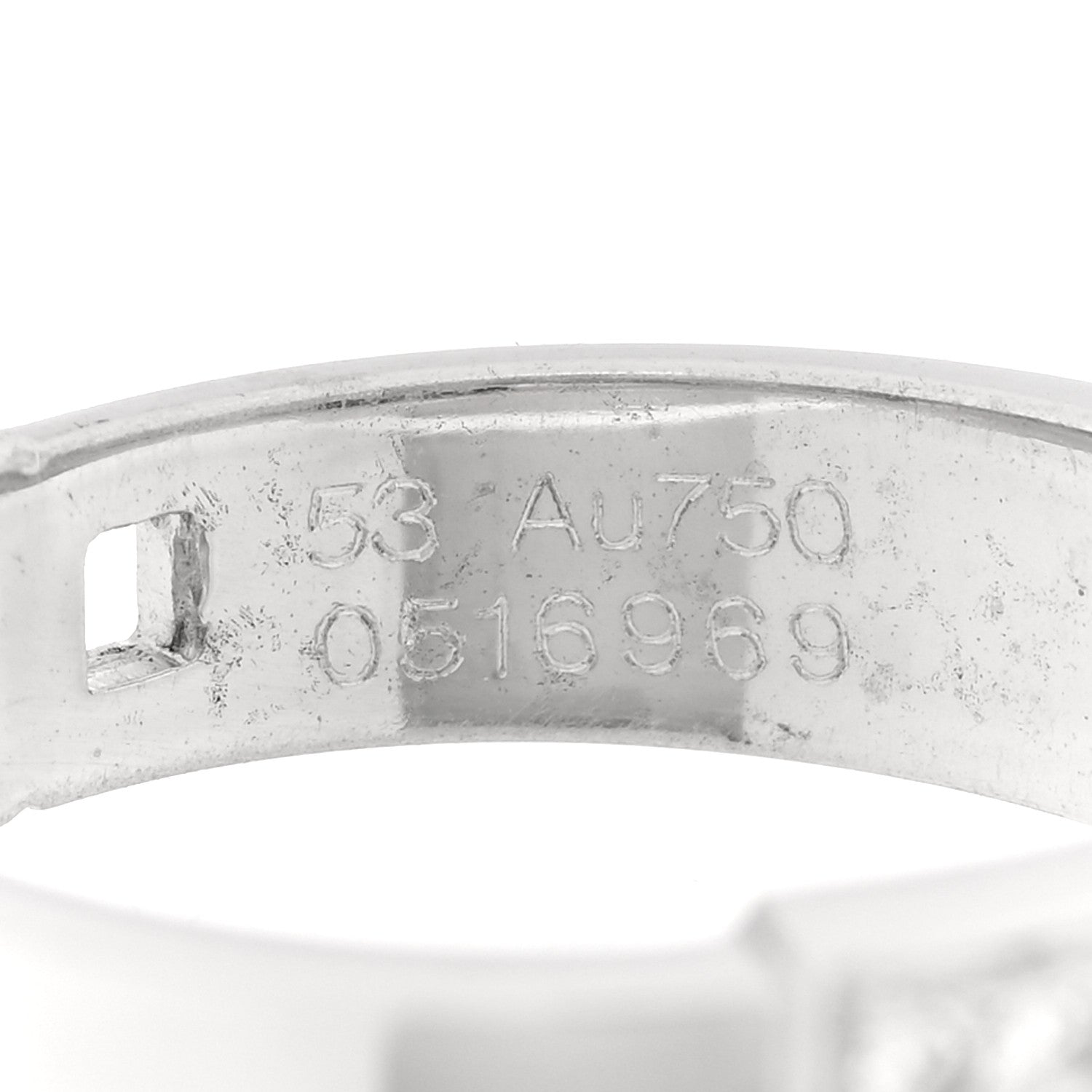 Hermes 18K White Gold Diamond H Ring 53 6.5 5 of 5