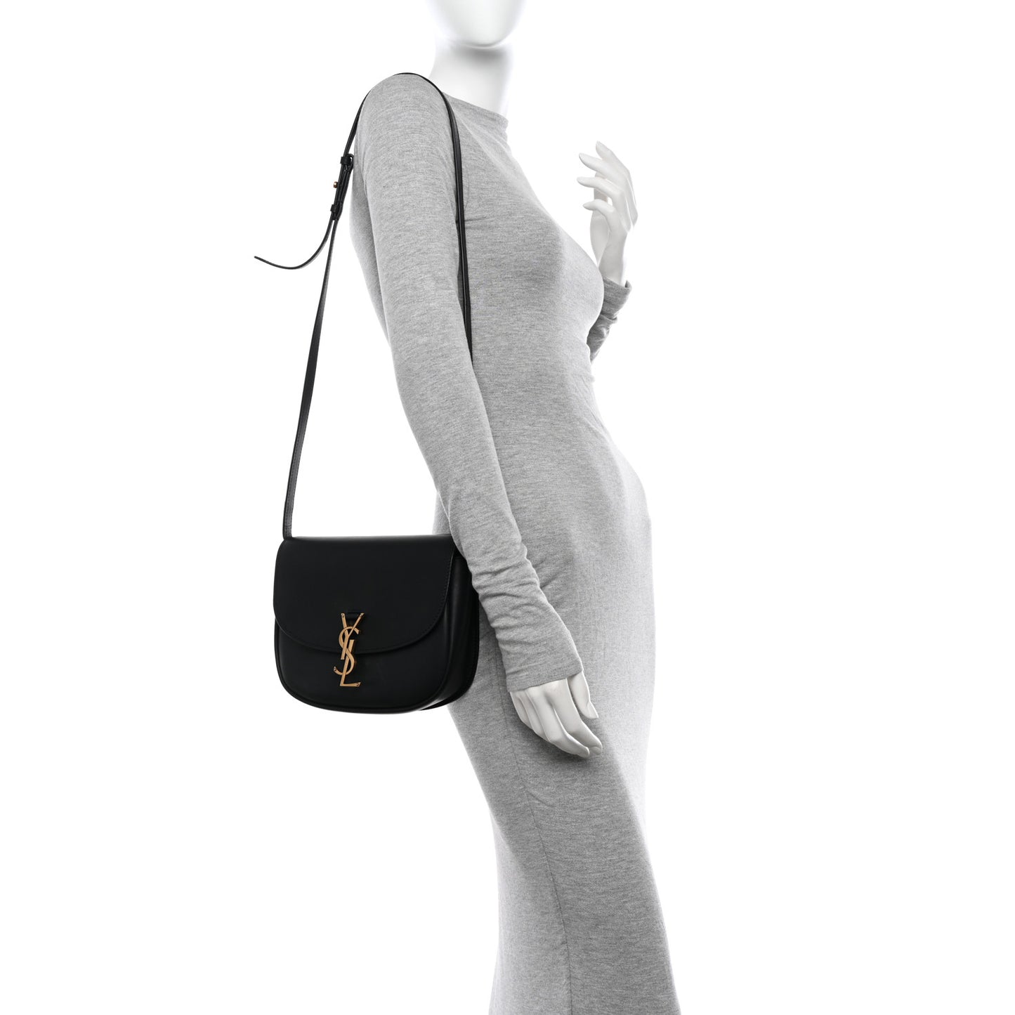 Smooth Calfskin Monogram Medium Kaia Satchel Black
