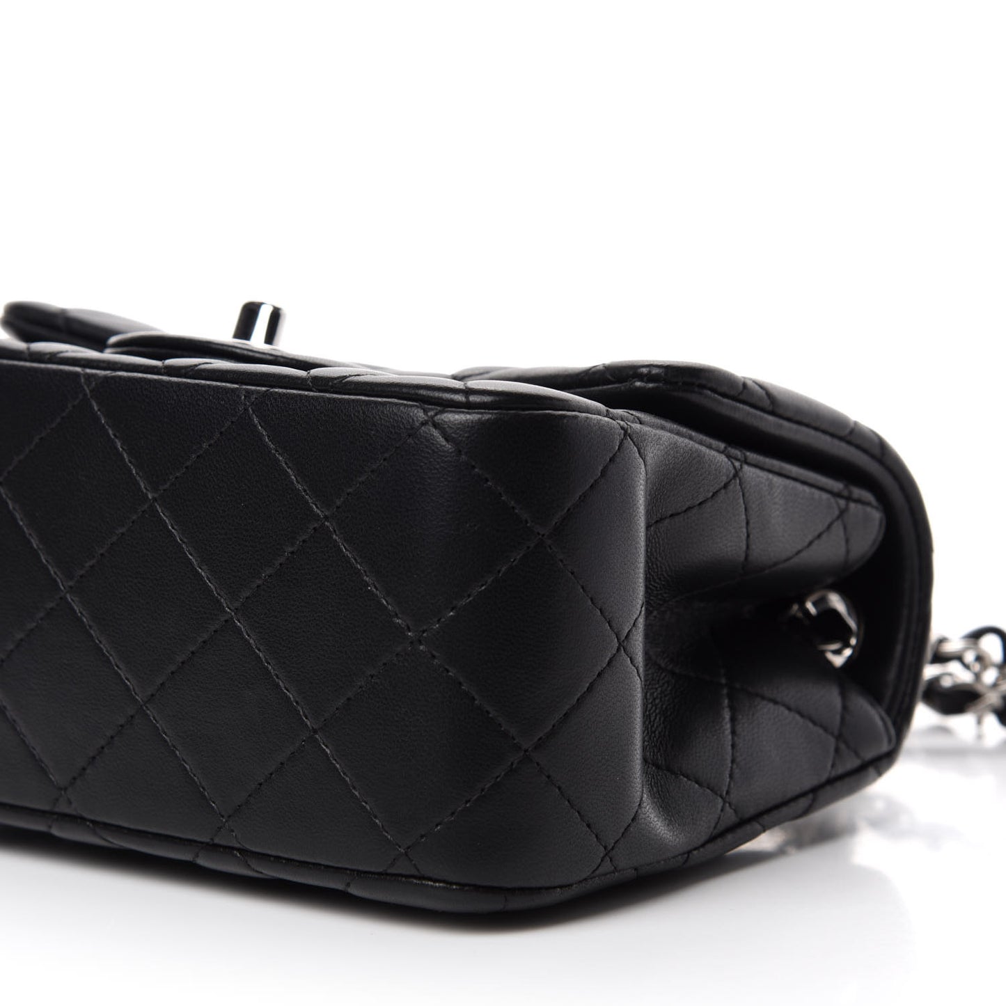 Lambskin Quilted Mini Square Flap Black