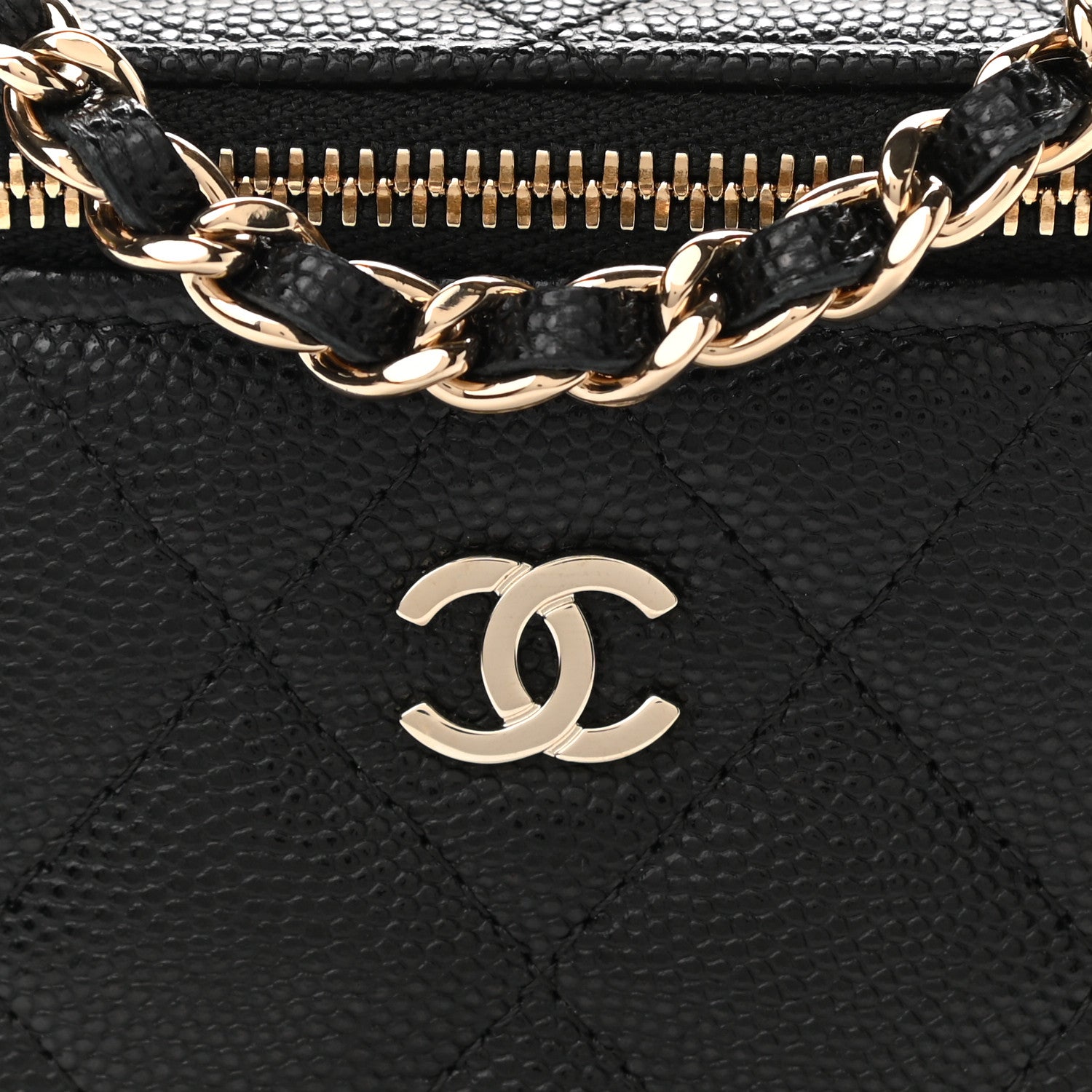 Chanel Caviar Quilted Mini Vanity Case With Chain Black 8 of 11