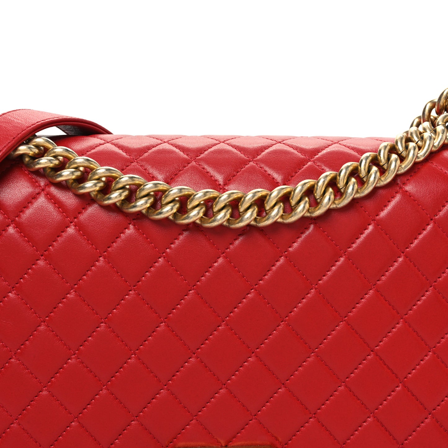 Lambskin Quilted New Medium Boy Flap Red