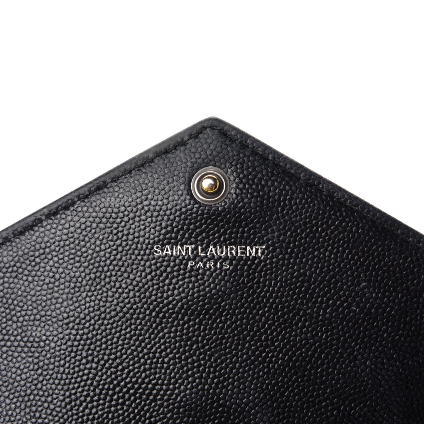 Grain De Poudre Matelasse Chevron Monogram Envelope Chain Wallet Black