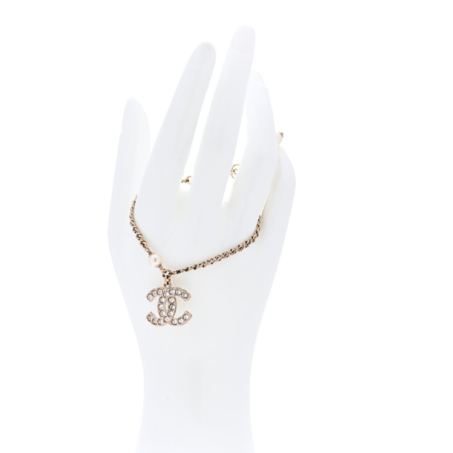 Pearl Crystal CC Bracelet Light Gold