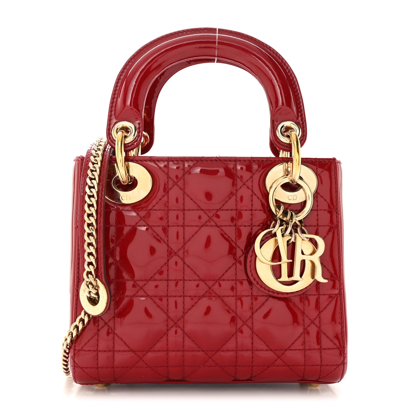 Patent Cannage Mini Lady Dior Red