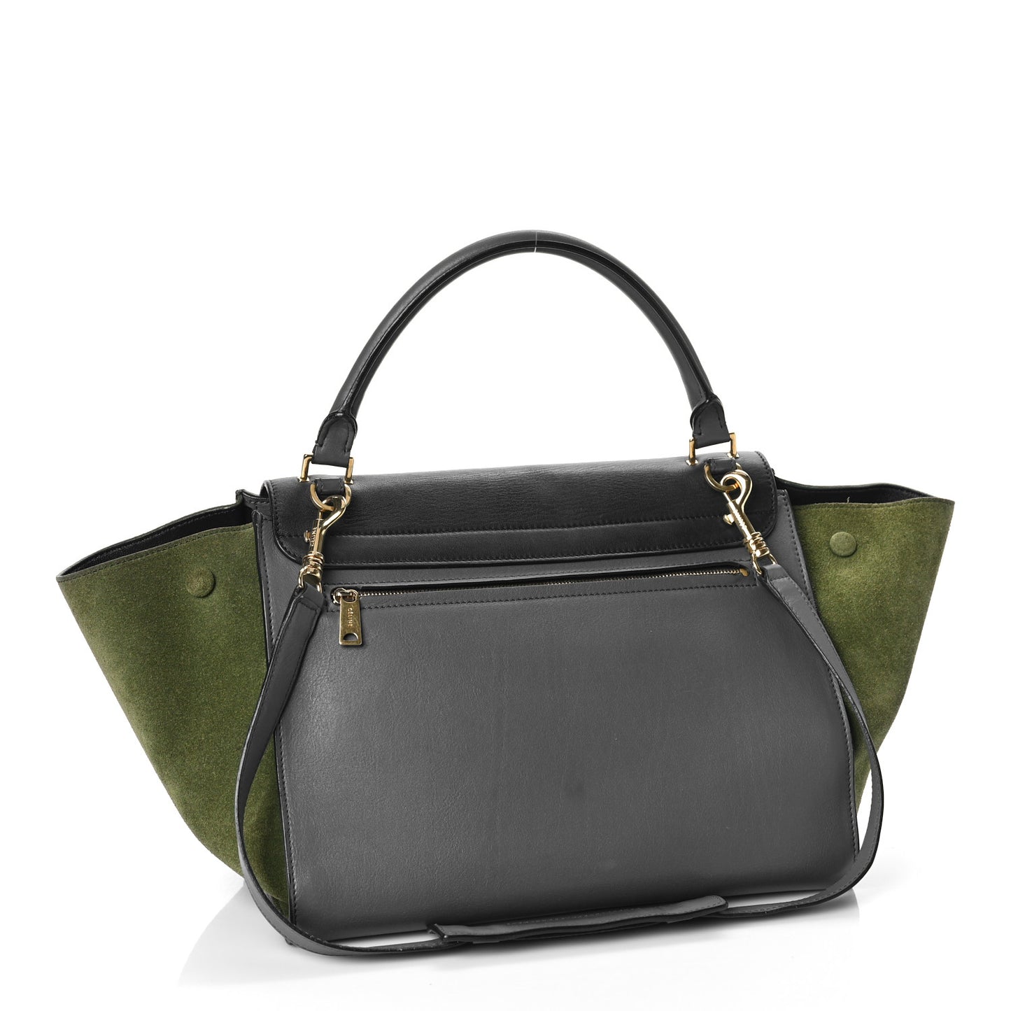 Calfskin Suede Medium Tri-Color Trapeze Green
