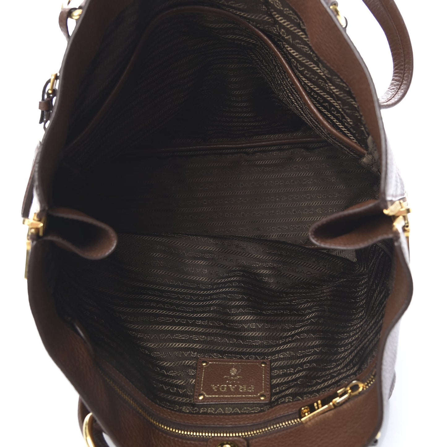 Vitello Daino Side Zip Tote Tabacco