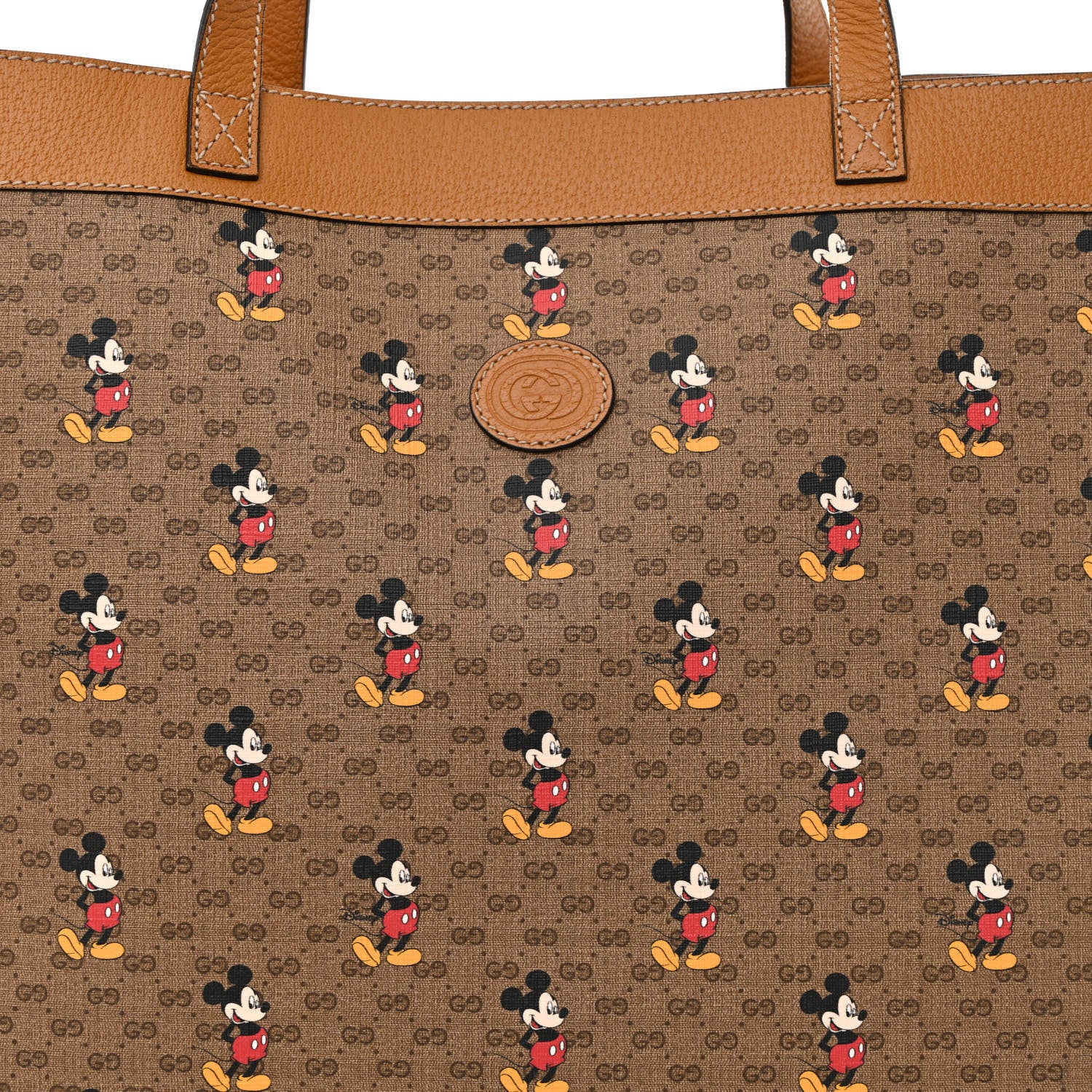Gucci X DISNEY Mini Vintage GG Supreme Monogram Mickey Mouse Large Shopping Tote Beige Vintage Sun Oil 8 of 11