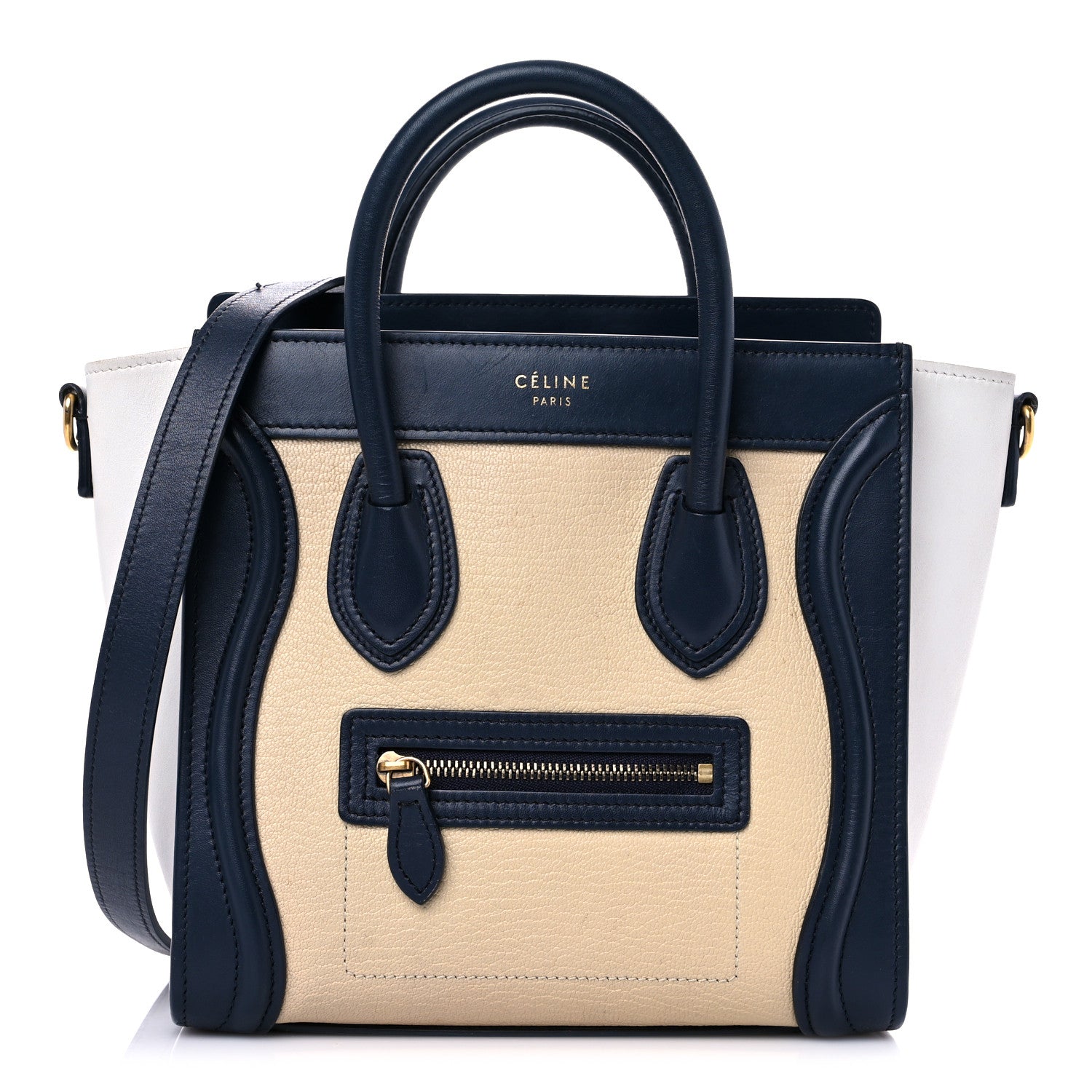 Celine Drummed Calfskin Nano Tri-Color Luggage Firefly 1 of 13