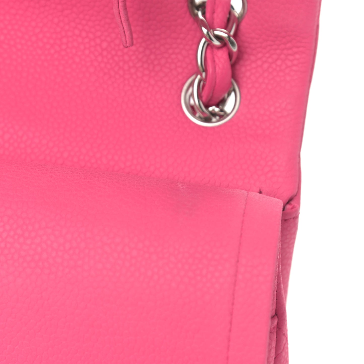 Iridescent Caviar Quilted Jumbo Double Flap Pink