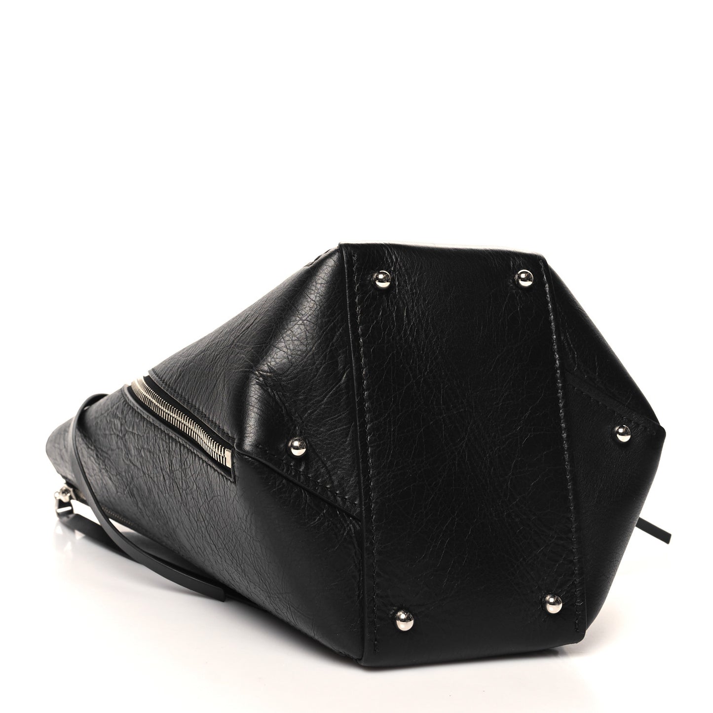 Calfskin Medium Hex Bucket Bag Black