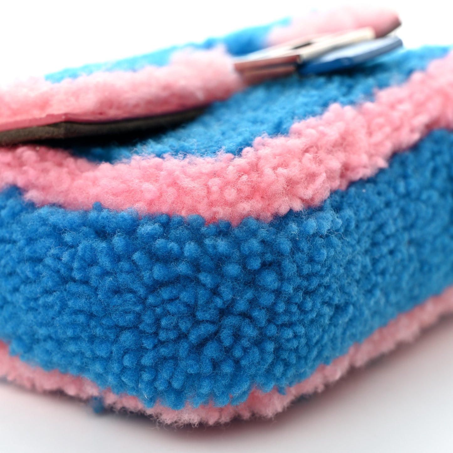 Shearling Shiny Nappa Baguette Blue Pink