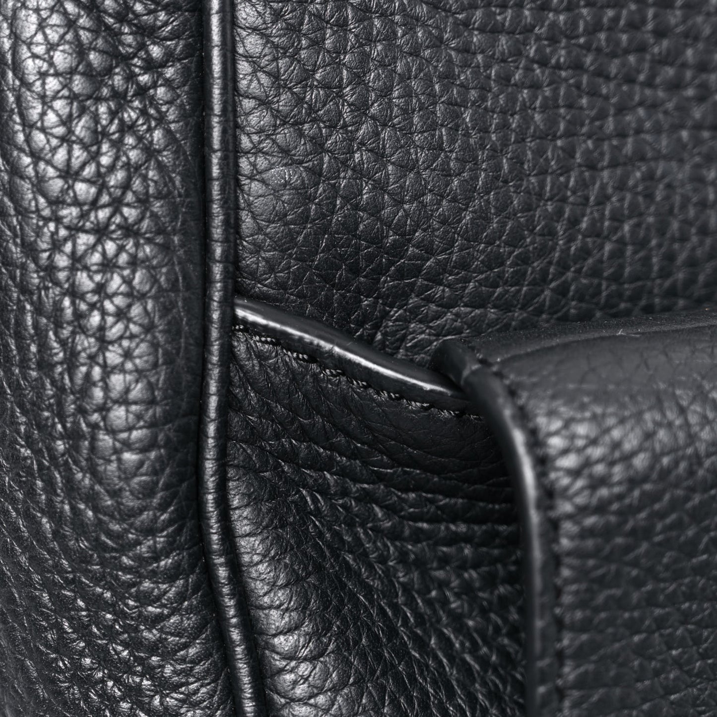 Grained Calfskin Saddle Soft Bag Black