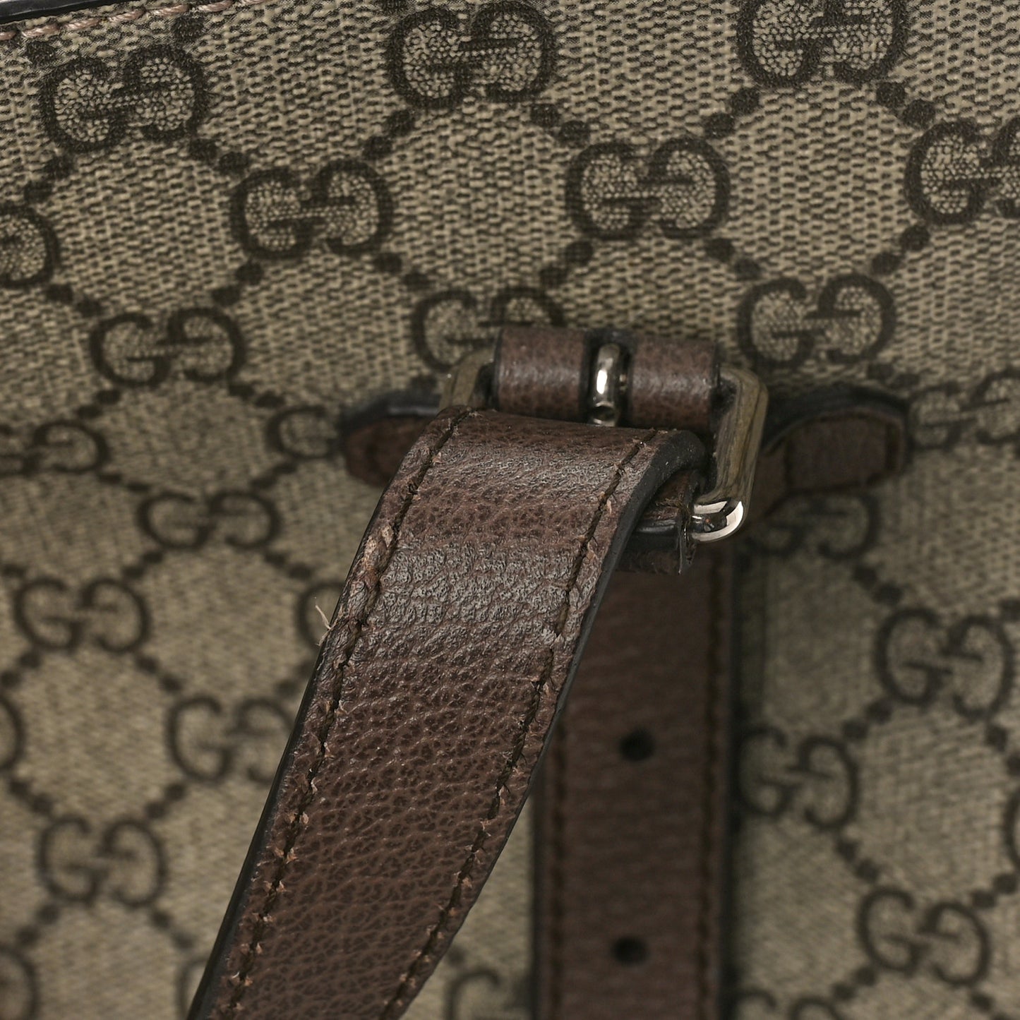 GG Supreme Monogram Textured Dollar Calfskin Small Detail Tote Beige Ebony New Acero
