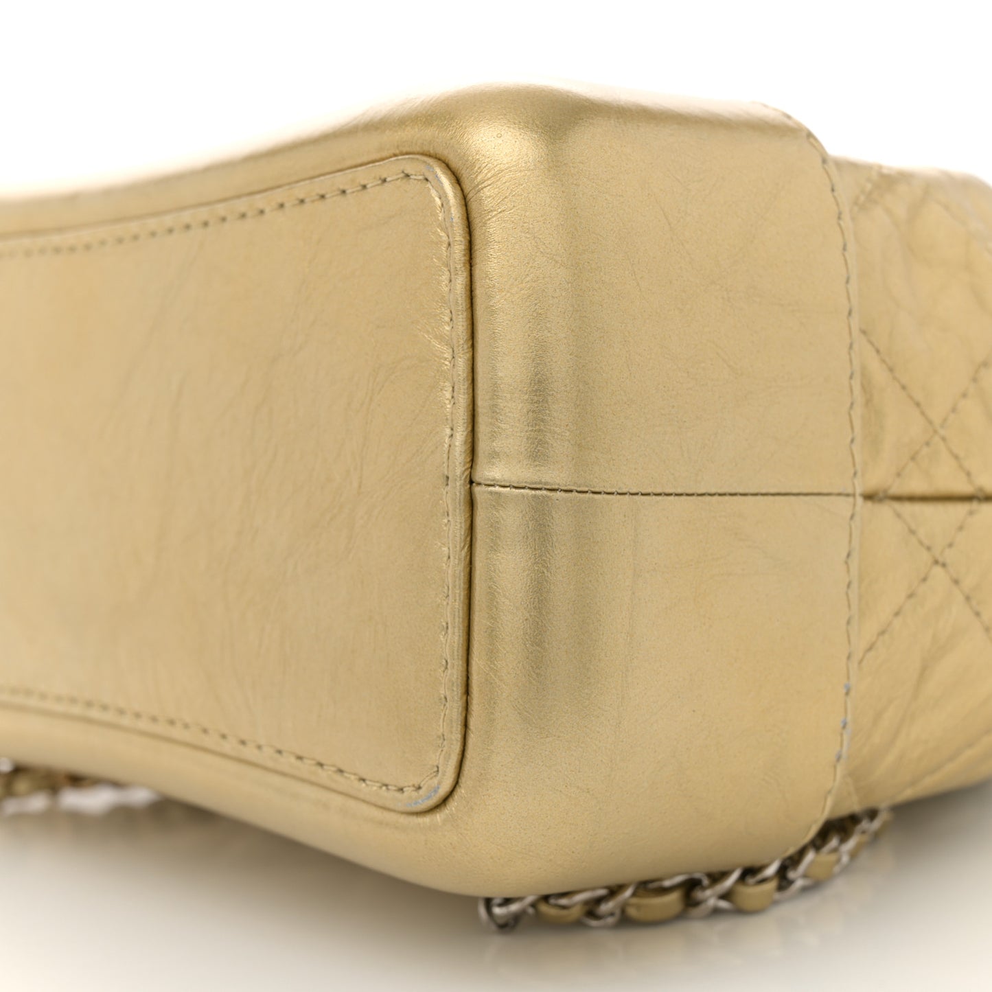 Metallic Lambskin Small Quilted Gabrielle Backpack Gold