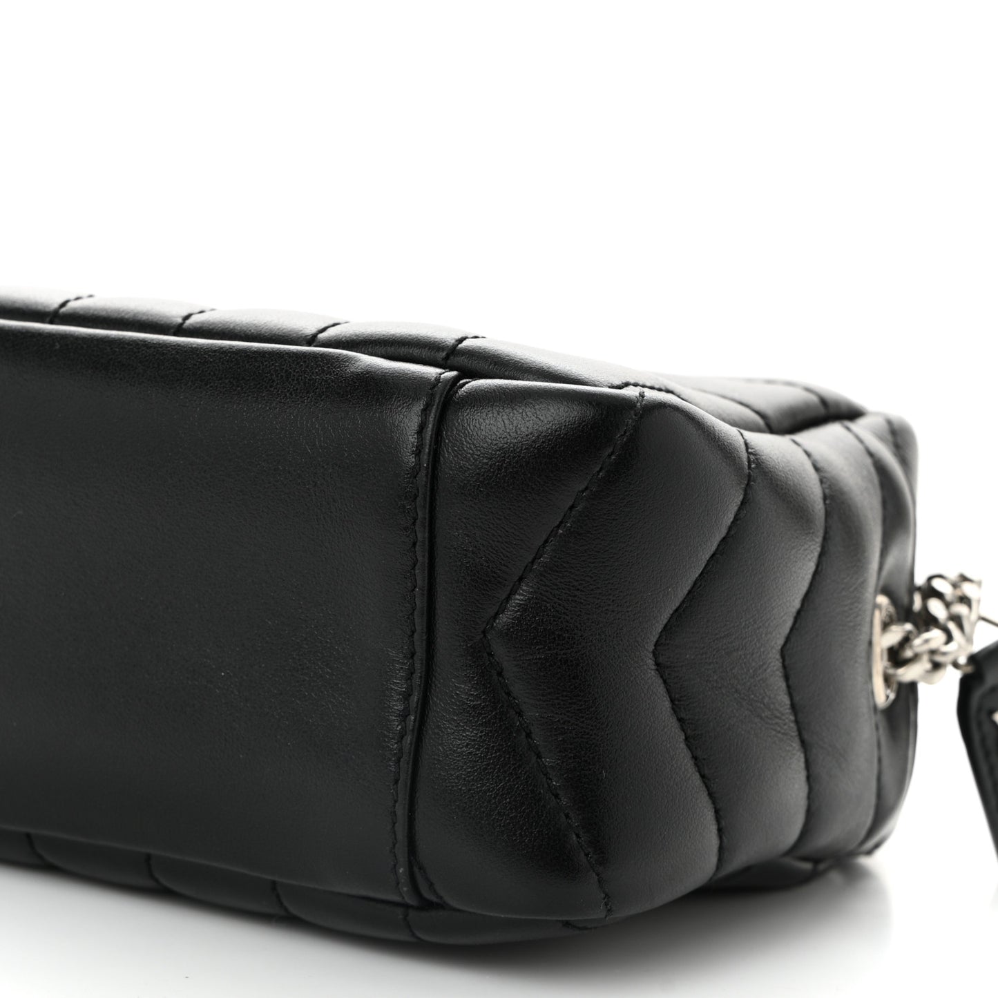 Calfskin Y Quilted Monogram Mini Loulou Bowling Bag Black