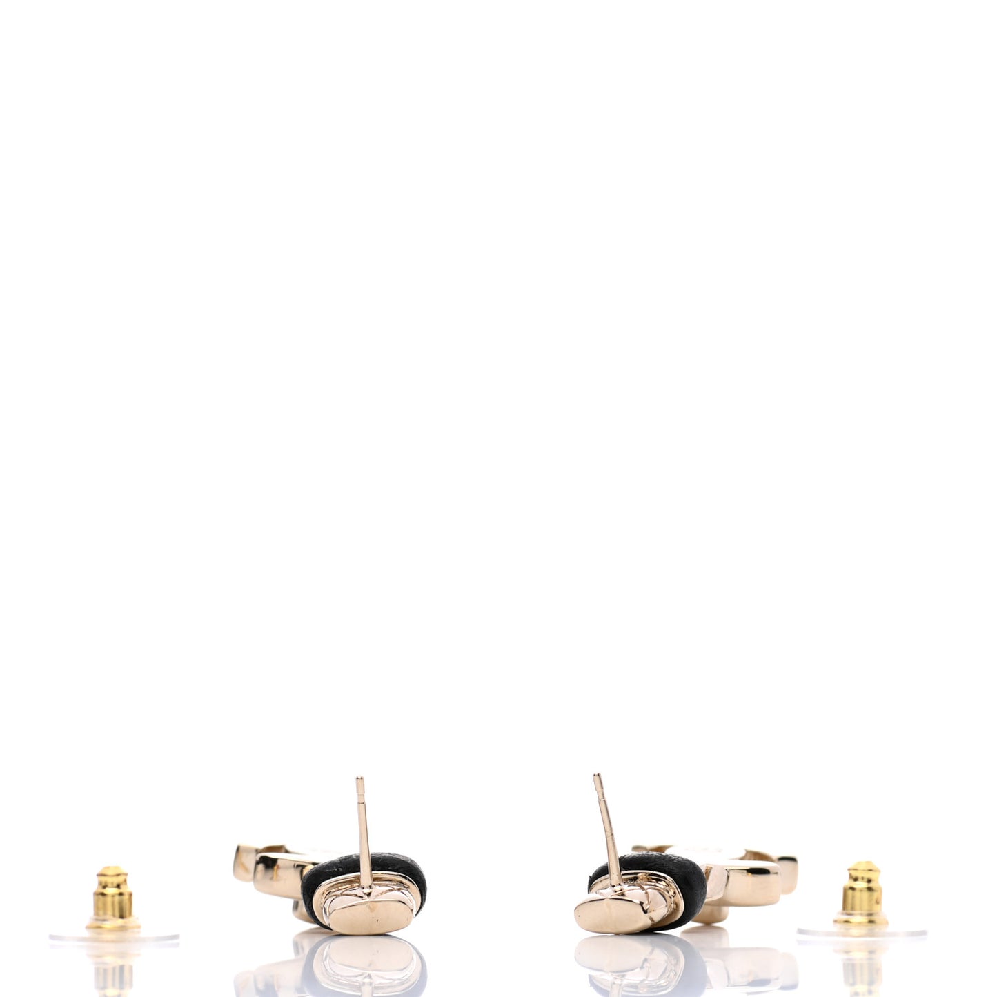 Lambskin CC Turnlock Drop Earrings Gold Black