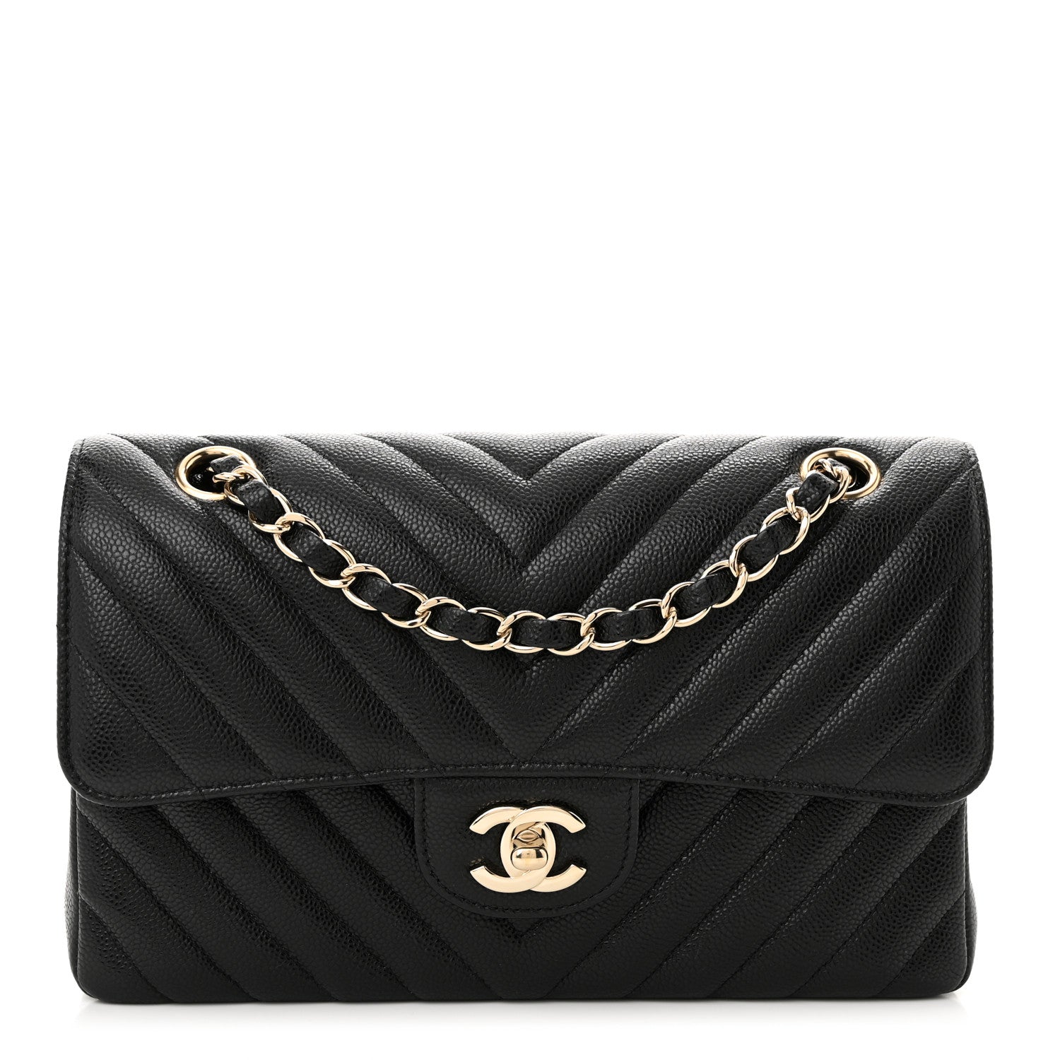 Chanel Caviar Chevron Quilted Small Double Flap Black 1 of 11