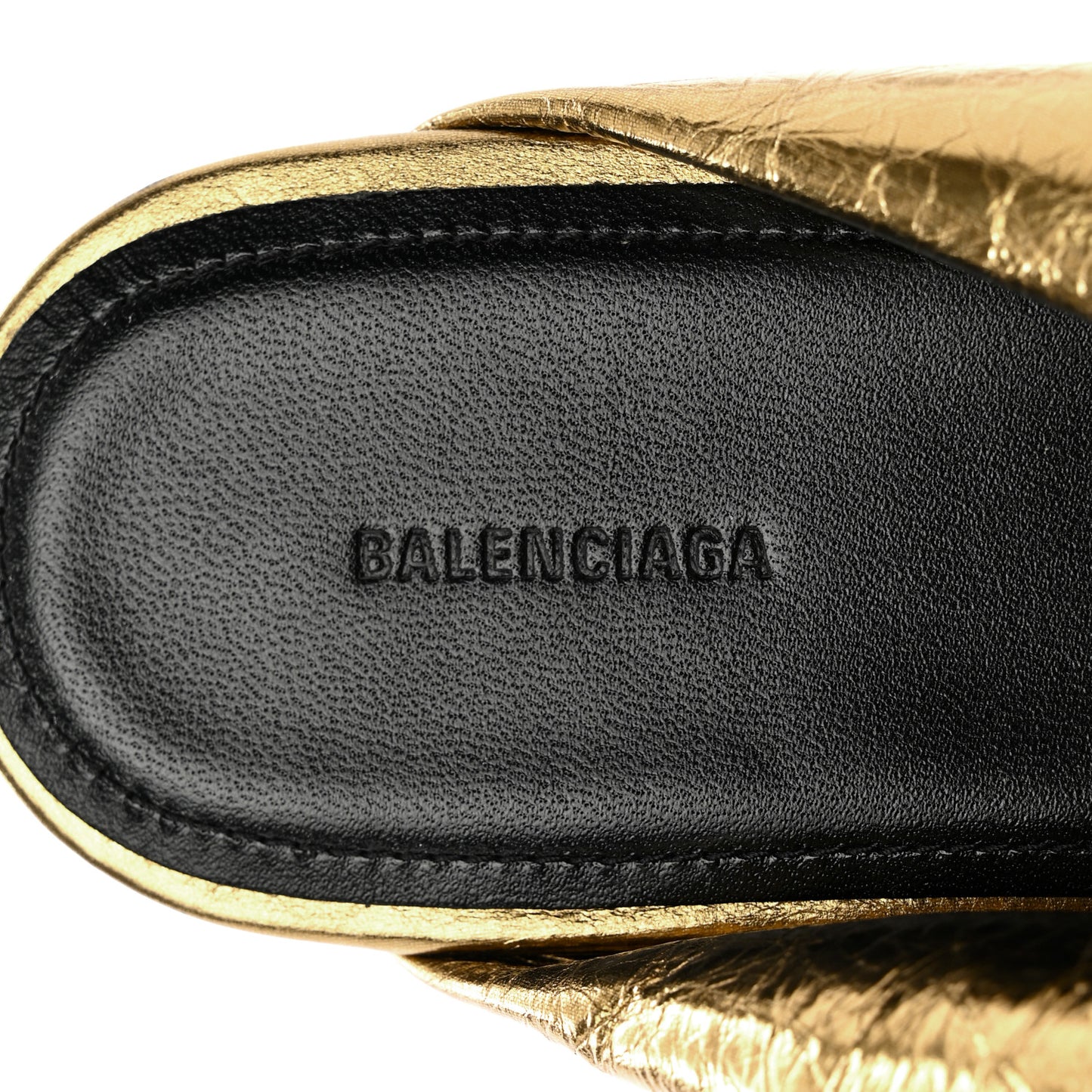 Metallic Lambskin Drapy Slide Sandals 36.5 Gold