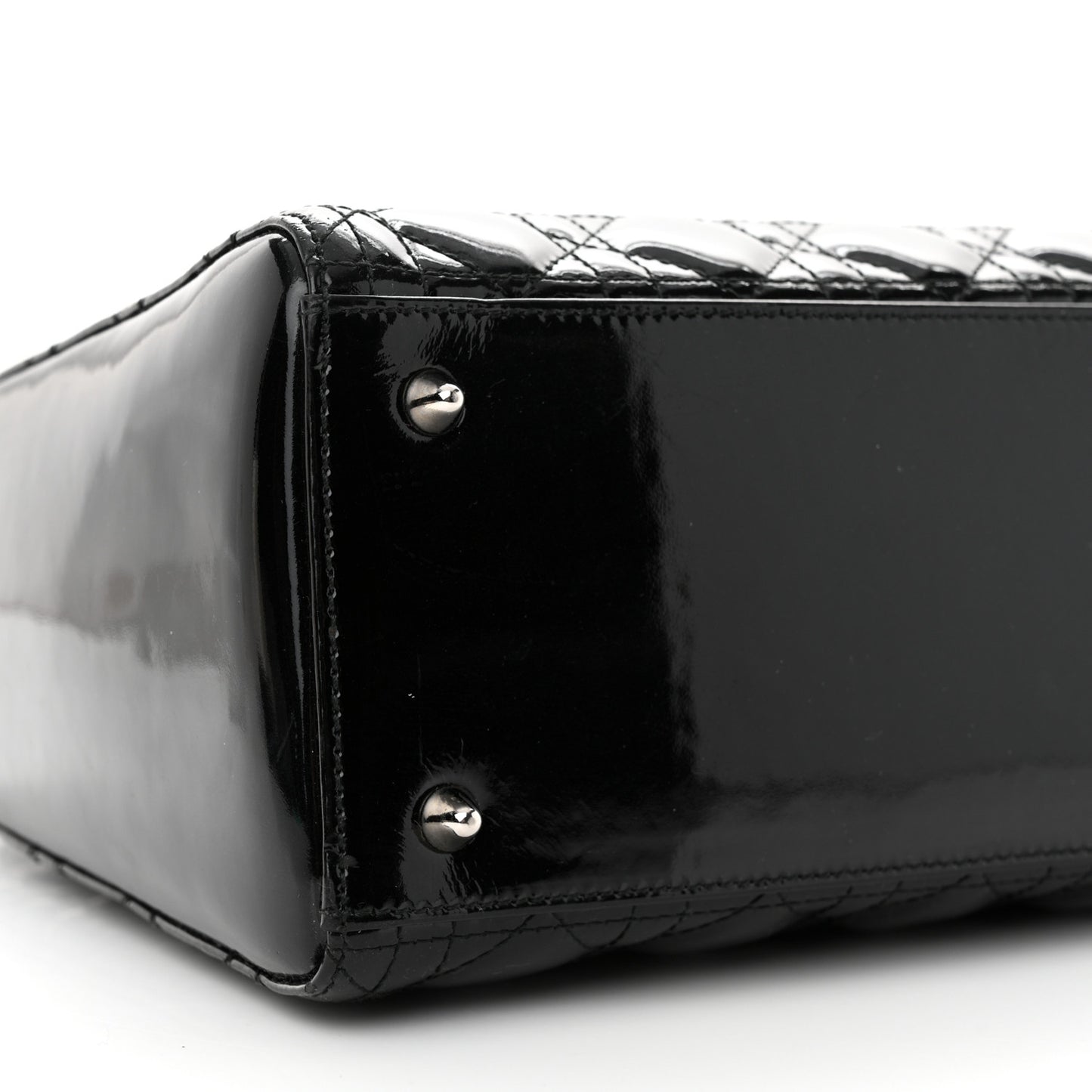 Patent Cannage Whipstitch Medium Lady Dior Black