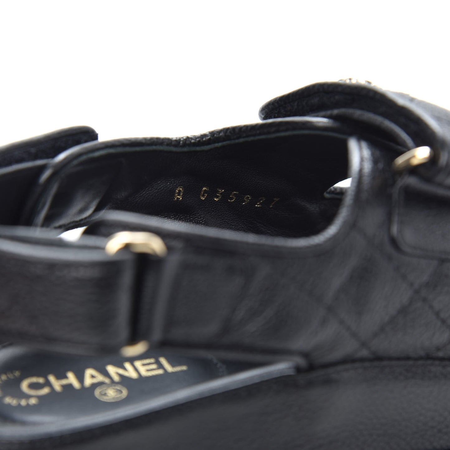 Grained Calfskin Velcro Dad Sandals 36.5 Black