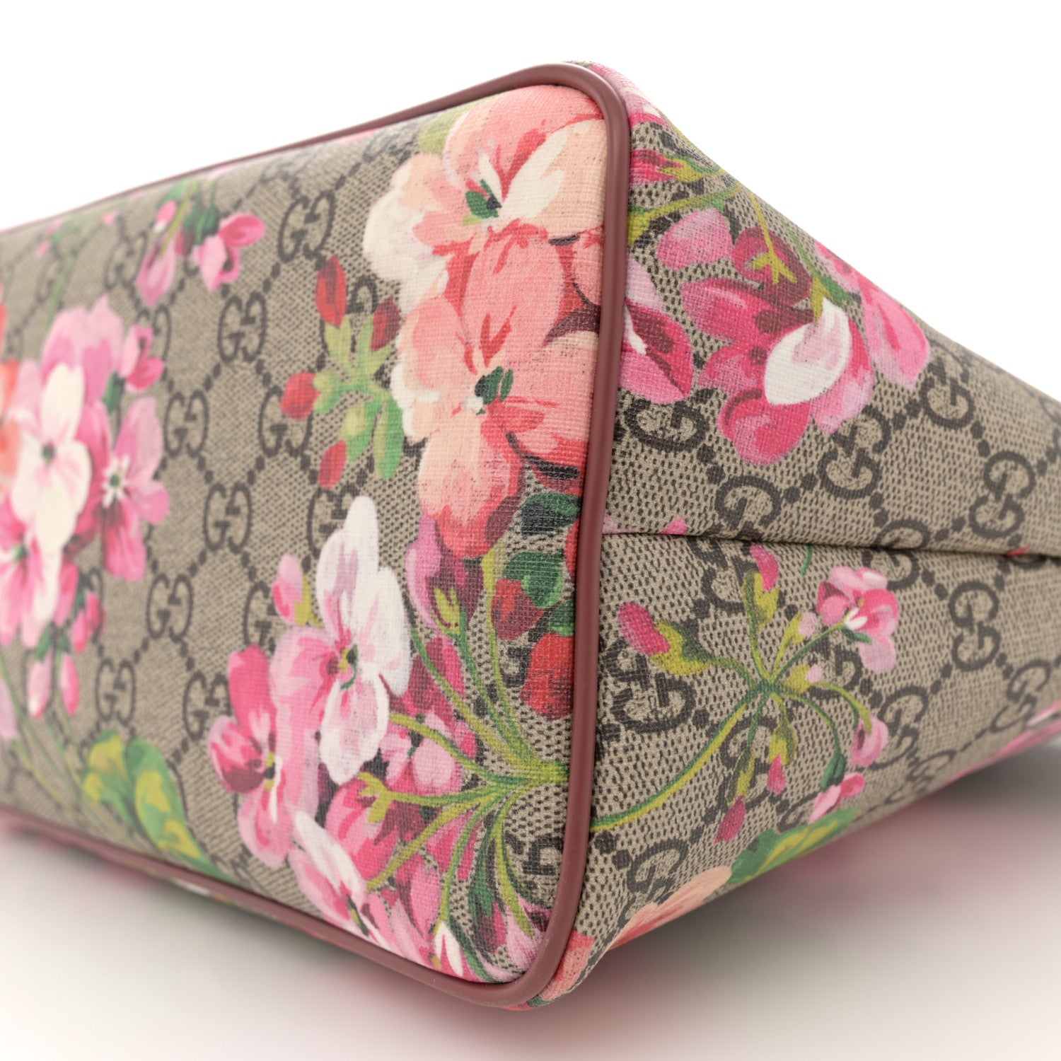 Gucci GG Supreme Monogram Blooms Medium Zippered Tote Beige Multicolor Dry Rose 10 of 12