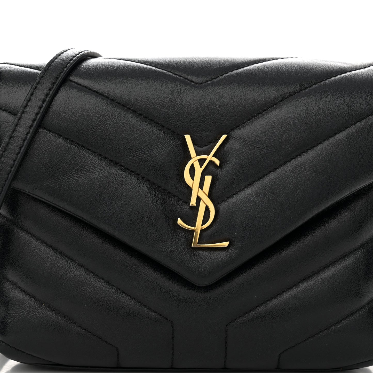 Calfskin Y Quilted Monogram Toy Loulou Crossbody Bag Black