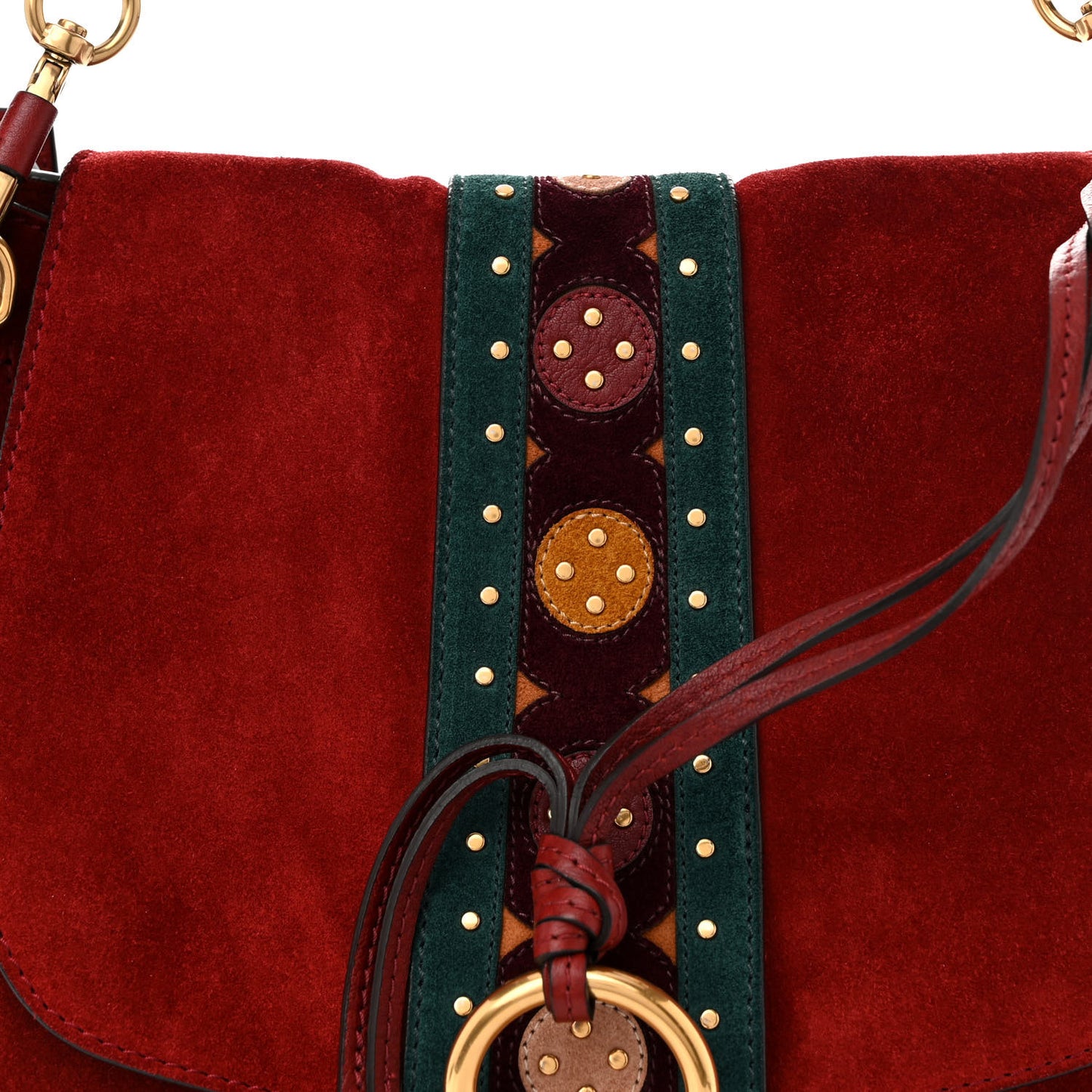 Suede Embellished Medium Lexa Shoulder Bag Sienna Red