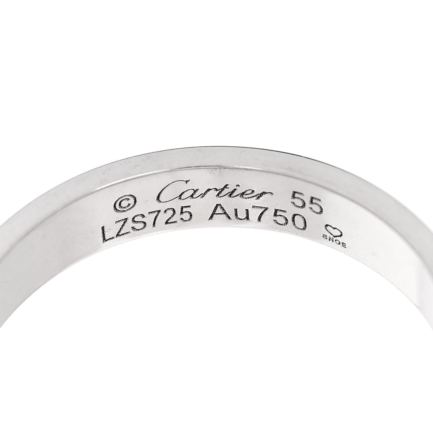 Cartier 18K White Gold 3.5mm LOVE Wedding Band Ring 55 7.25 4 of 5