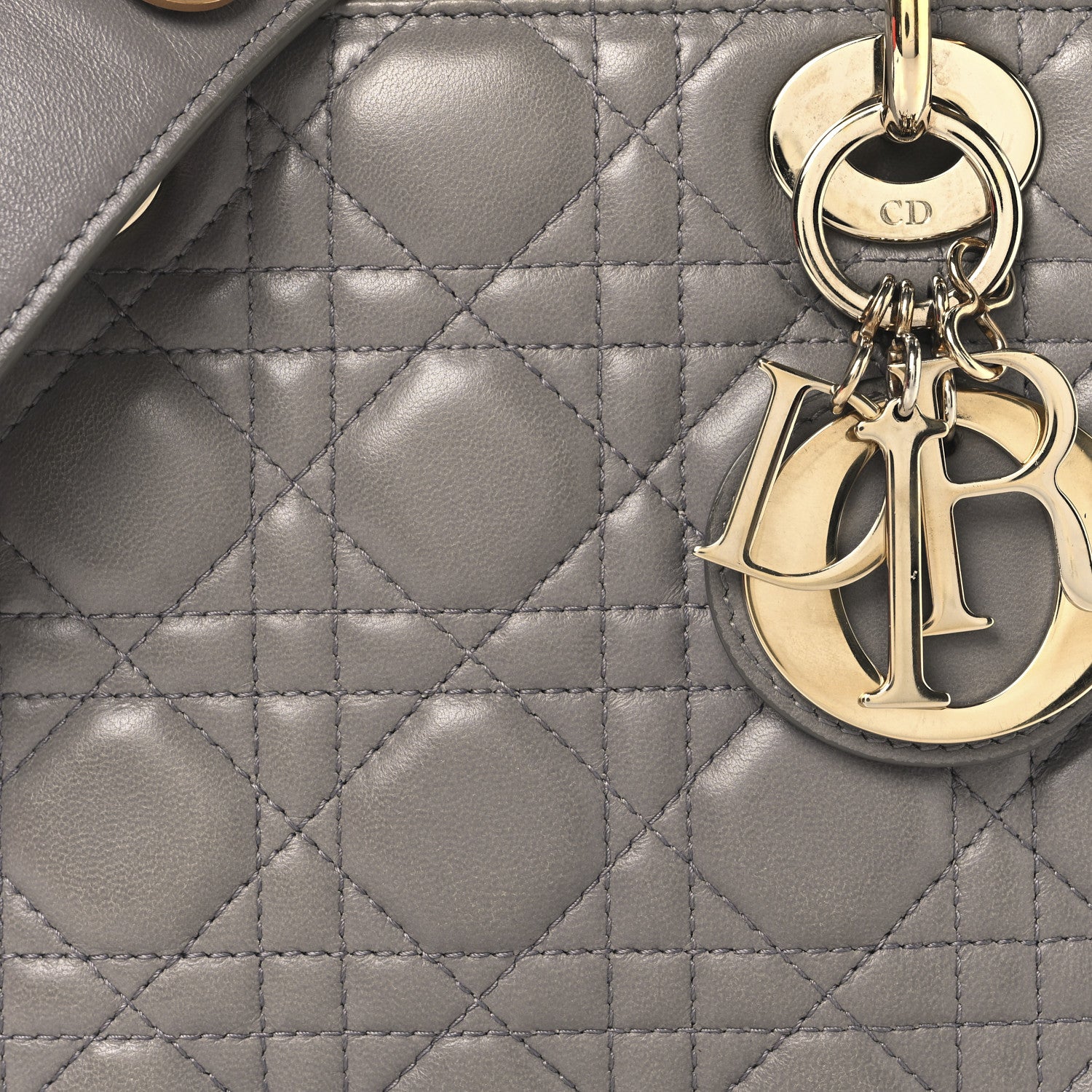 Christian Dior Lambskin Cannage Small Lucky Badges My Lady Dior Grey 8 of 13
