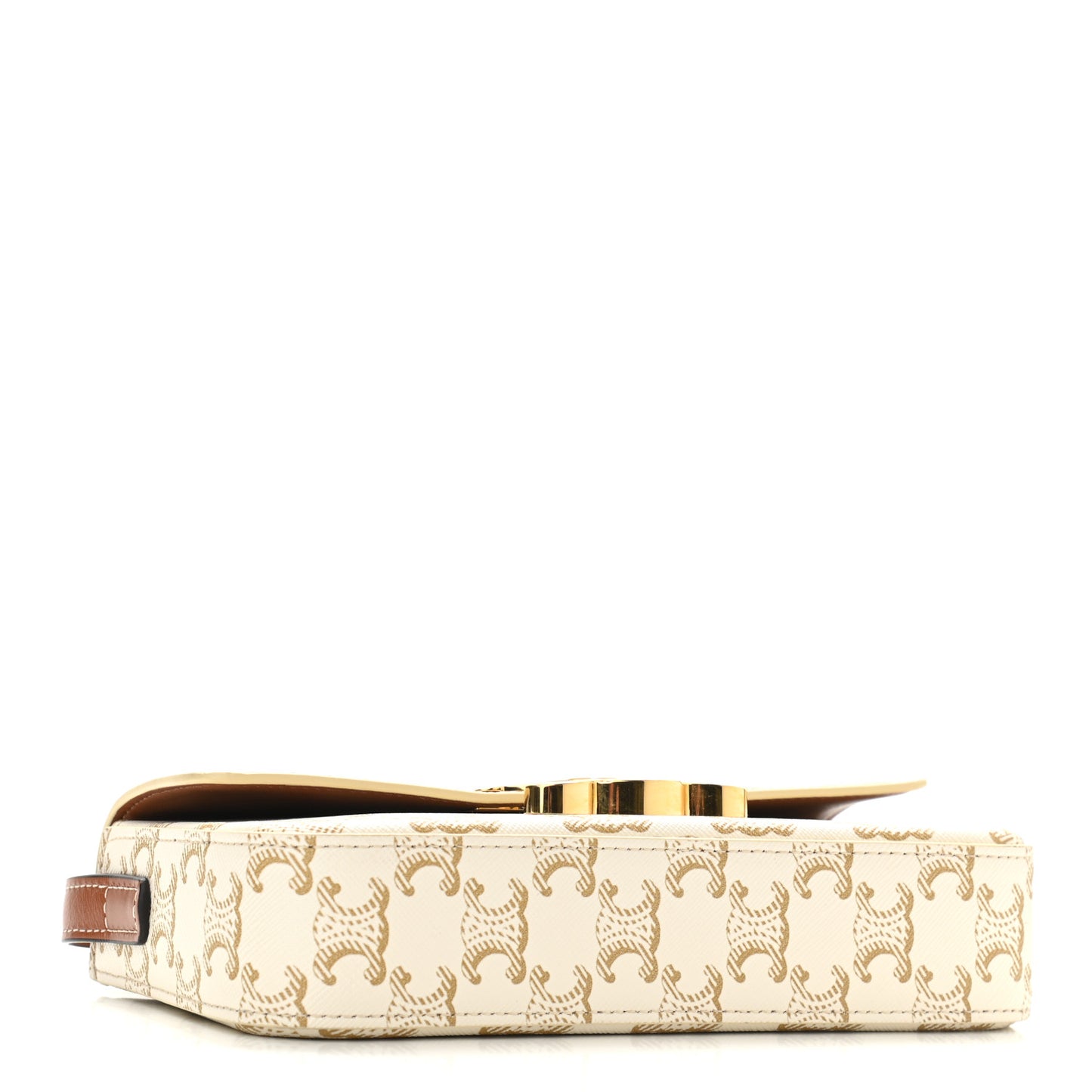 Canvas Calfskin Triomphe Shoulder Bag White