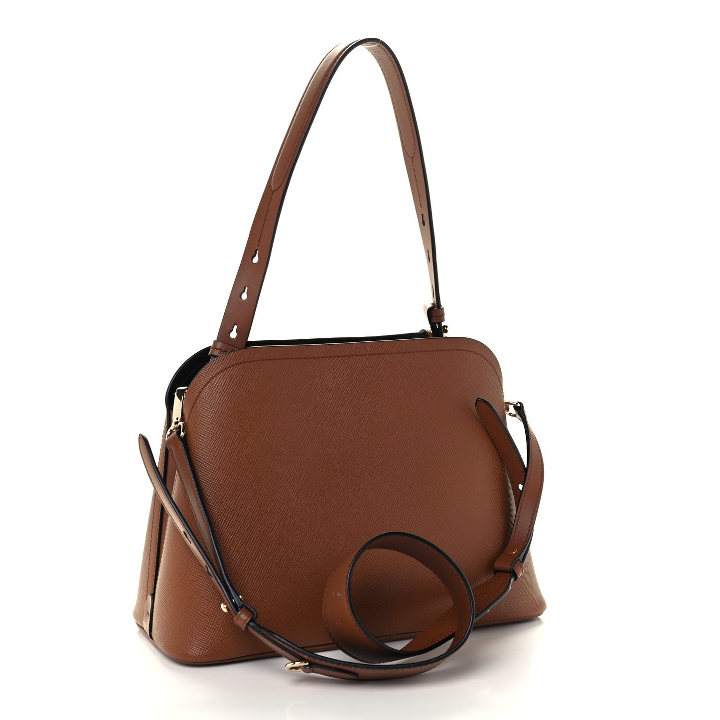 Saffiano Cuir Calfskin Matinee Tote Cognac Black