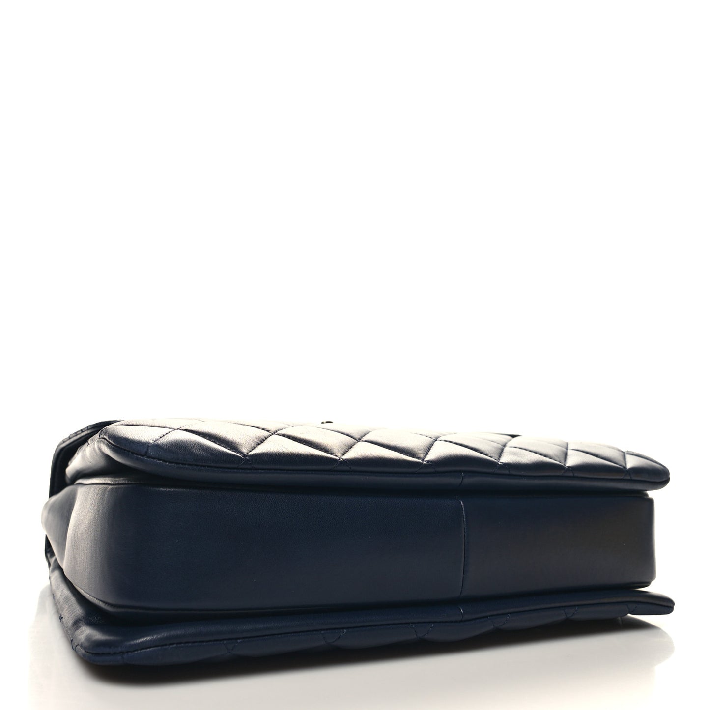 Lambskin Quilted Large Trendy CC Flap Dual Handle Bag Navy Blue