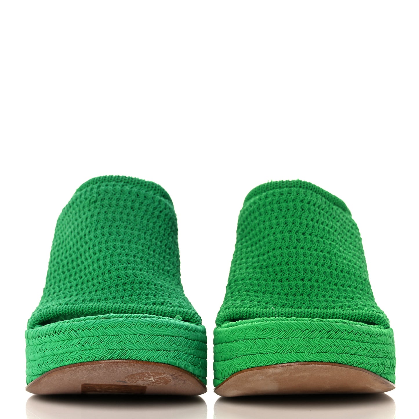 Knit Fabric Slide Platform 115 Wedge Sandals 36.5 Grass