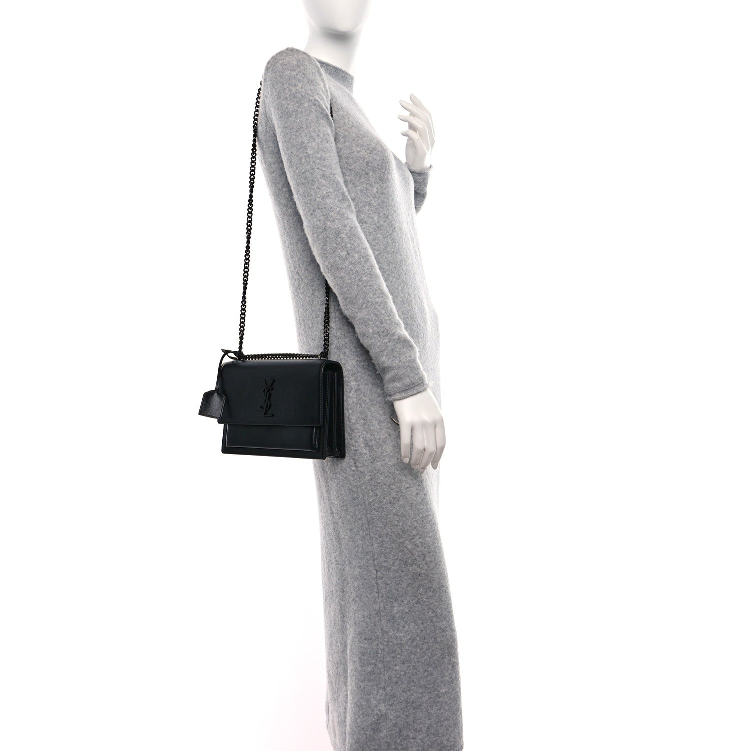 Saint Laurent Calfskin Medium Monogram Monochrome Sunset Black 2 of 13