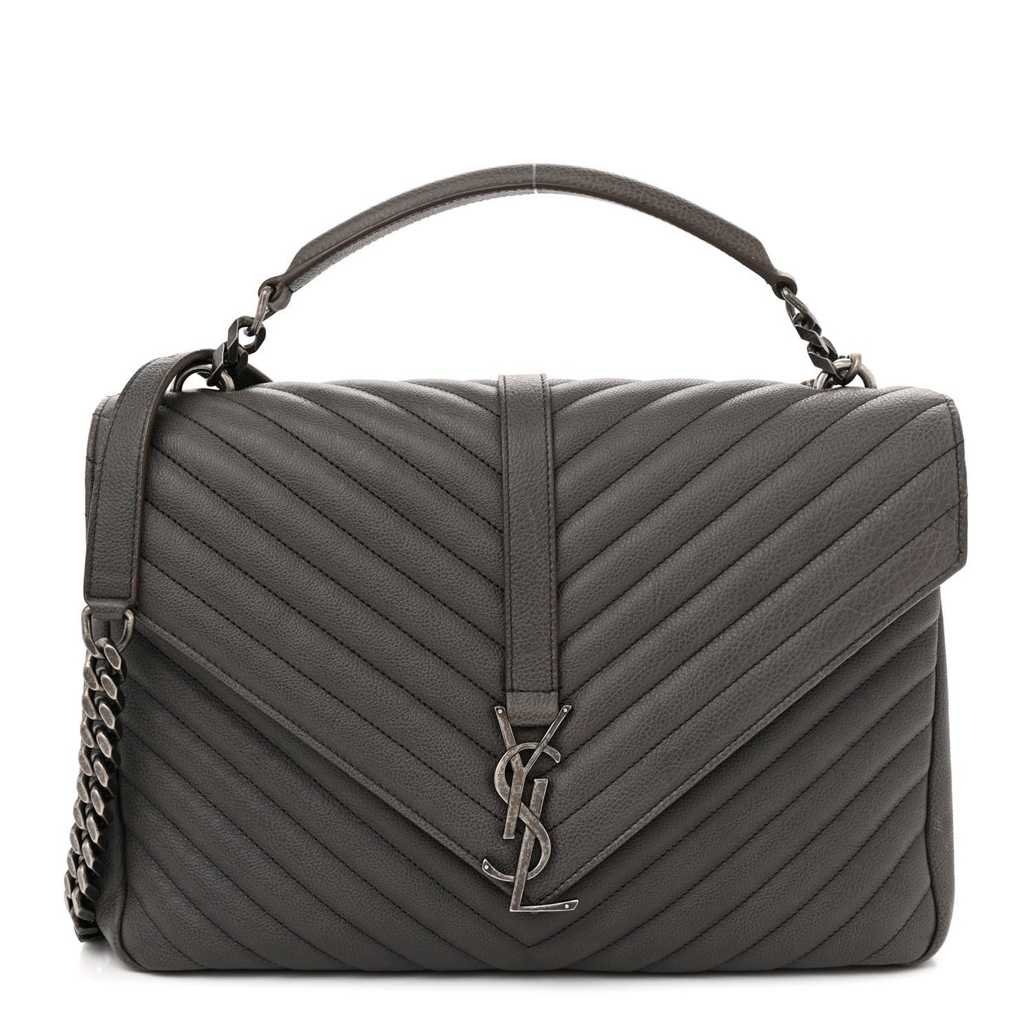 Sheepskin Matelasse Large Monogram College Satchel Dark Anthracite
