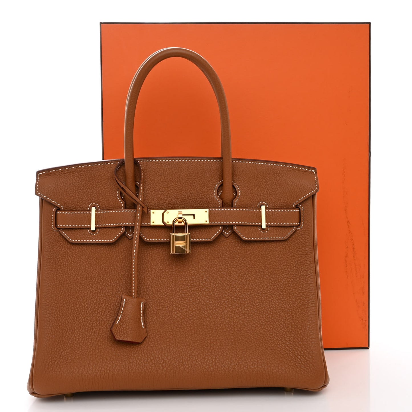 Togo Horseshoe Birkin 30 Gold Vermillion