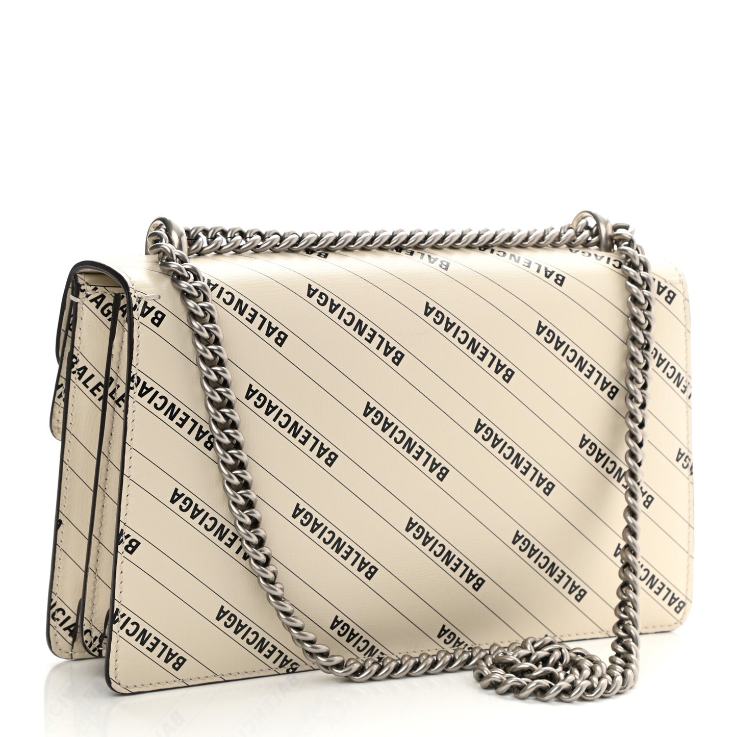X BALENCIAGA Calfskin Logo Print Small Dionysus Shoulder Bag White