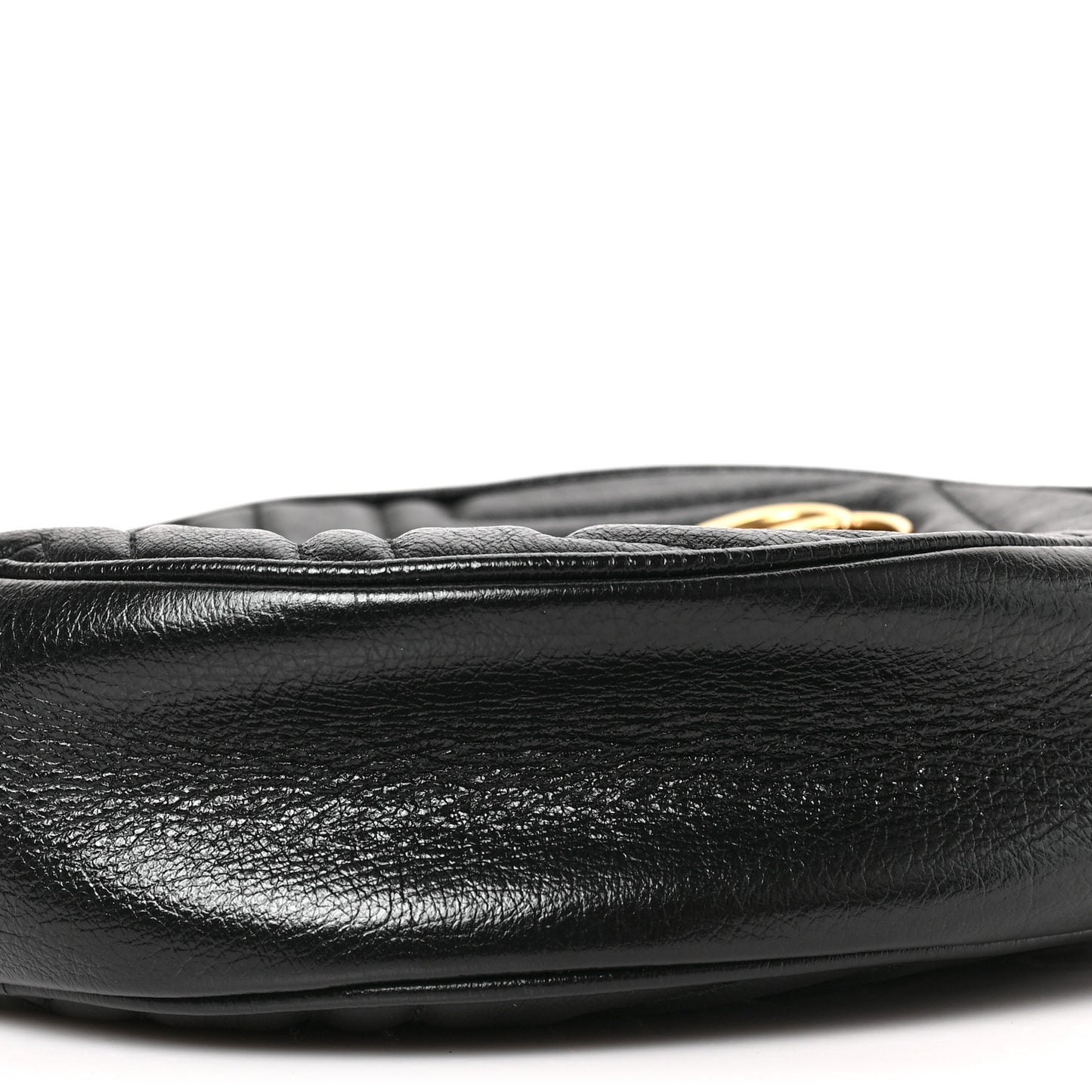 Azalea Calfskin Matelasse Heart Mini GG Marmont Round Shoulder Bag Black