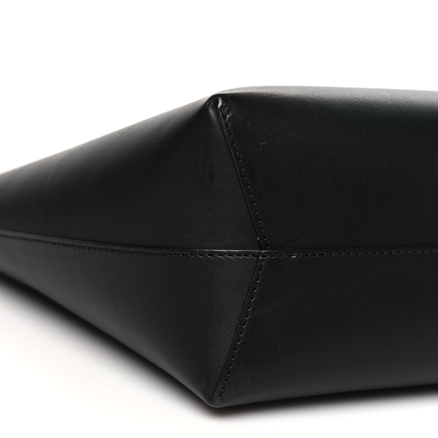 Calfskin Small Shopping Tote Black Flamma