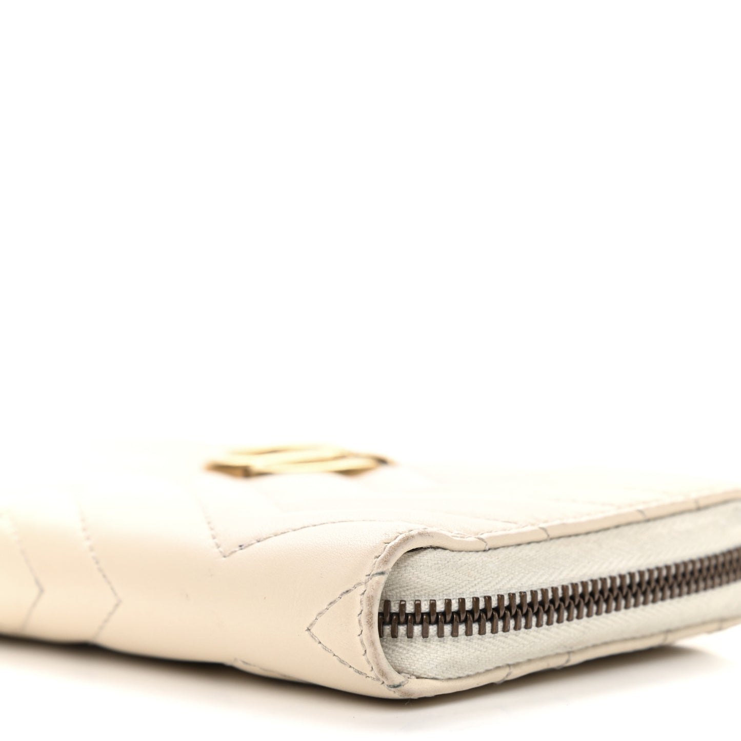 Calfskin Matelasse GG Marmont Zip Around Wallet White