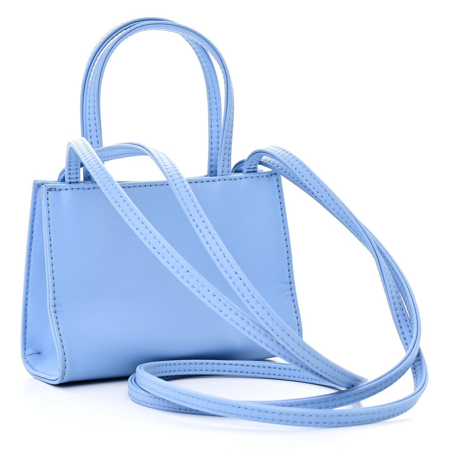 Vegan Leather Small Shopping Bag Cerulean