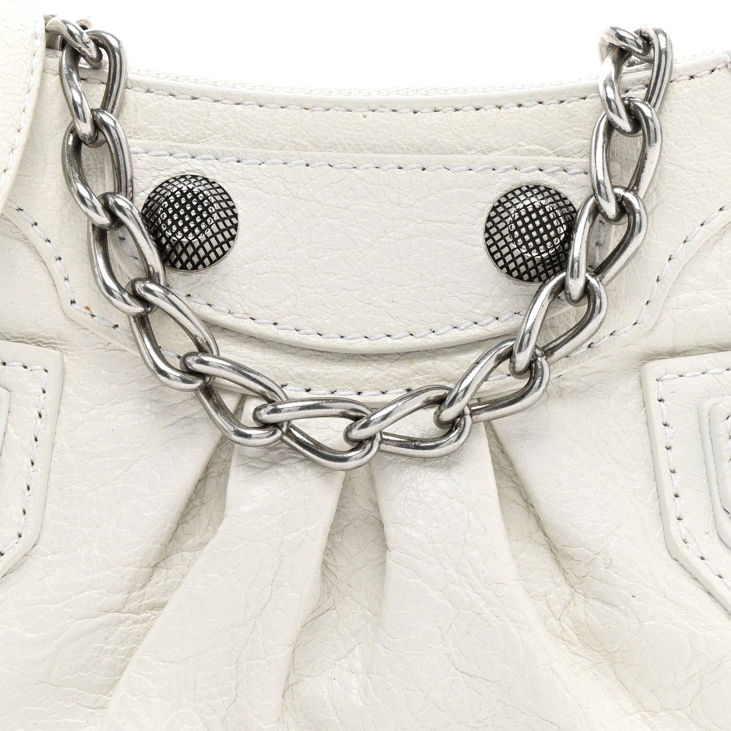 Agneau Arena Le Cagole Mini Purse With Chain Optic White