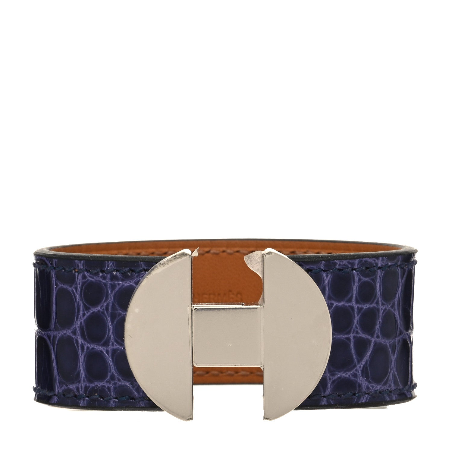 Hermes Shiny Alligator 2002 Bracelet T2 Bleu Encre 1 of 7