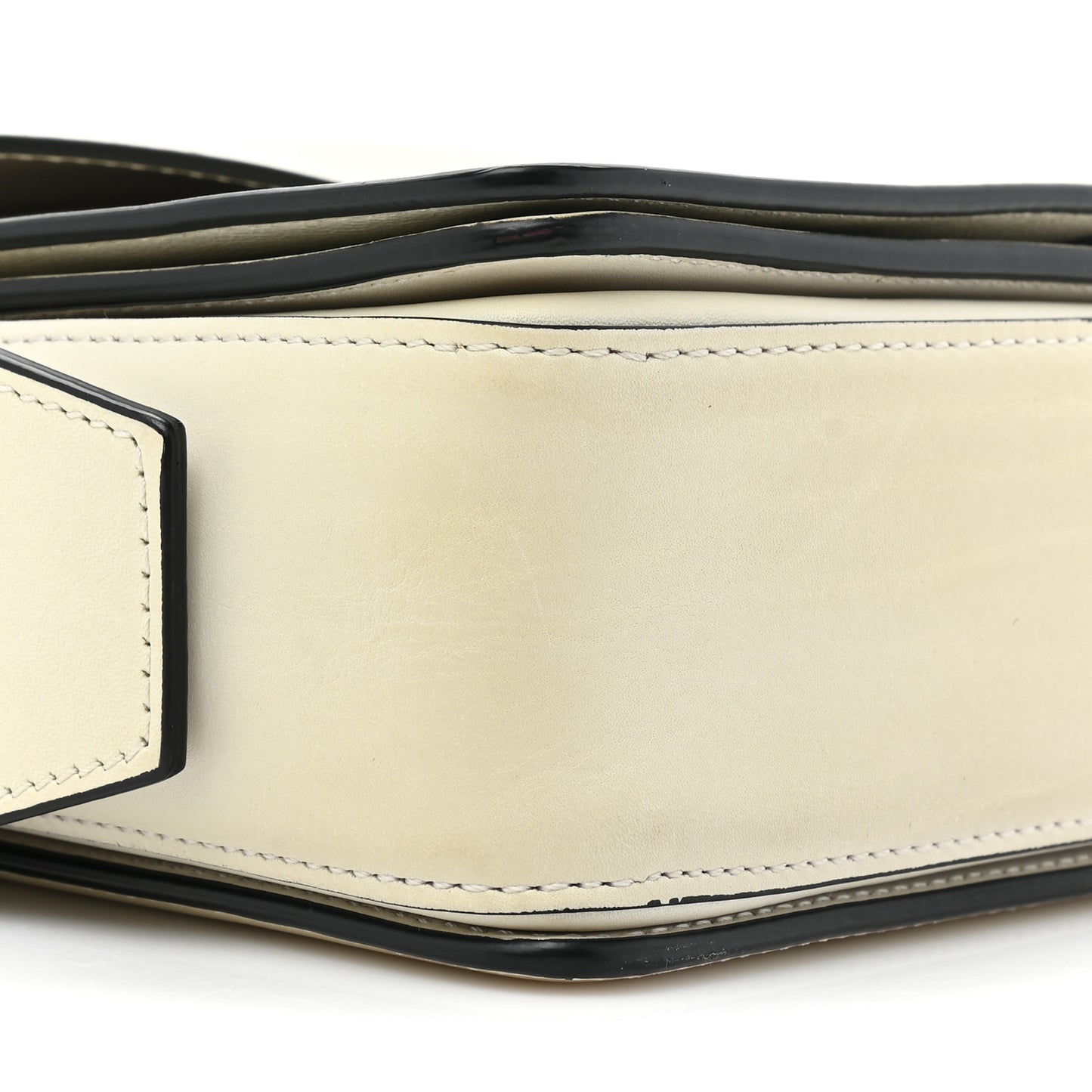 Natural Calfskin Medium Biker Case Shoulder Bag White