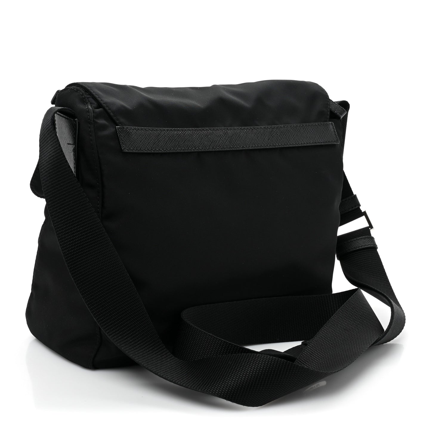 Nylon Vela Saffiano Single Buckle Messenger Shoulder Bag Black